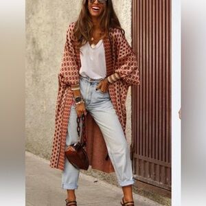 Zara Special Edition Jacquard Sweater coat Sz S